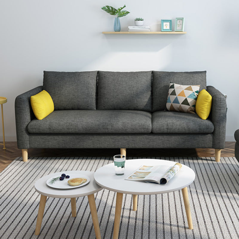 Contemporary Fabric Slipcovered Square Arm Pillows Standard Seating