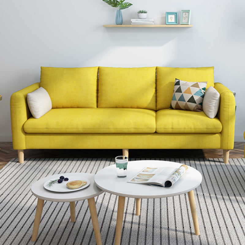 Contemporary Fabric Slipcovered Square Arm Pillows Standard Seating