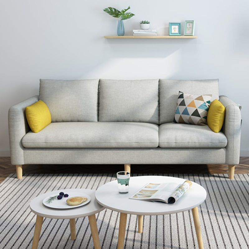 Contemporary Fabric Slipcovered Square Arm Pillows Standard Seating