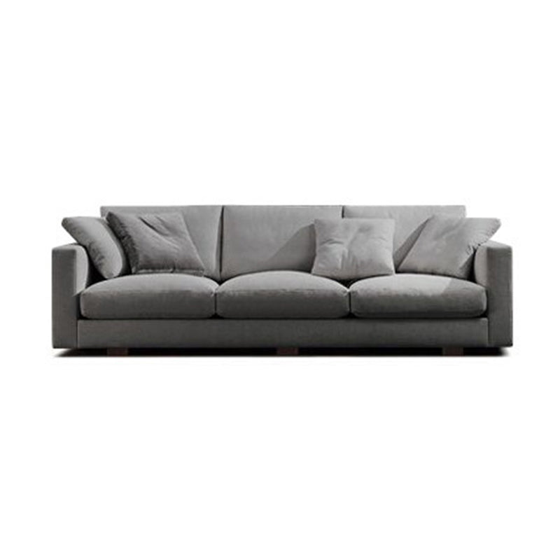 Contemporary Slipcovered Living Room Square Arm Pillows Seating