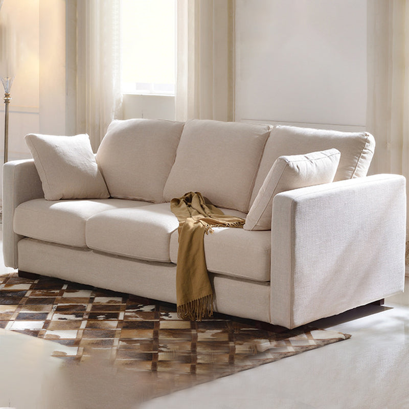 Contemporary Slipcovered Living Room Square Arm Pillows Seating
