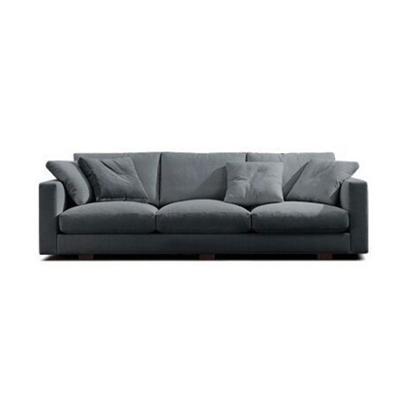 Contemporary Slipcovered Living Room Square Arm Pillows Seating
