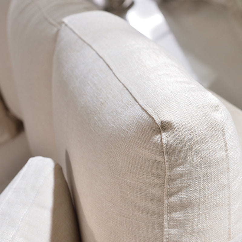 Contemporary Slipcovered Living Room Square Arm Pillows Seating