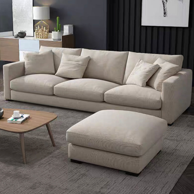 Contemporary Slipcovered Living Room Square Arm Pillows Seating