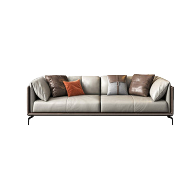 Modern Genuine Leather Living Room Pillow Top Arm Cushions Seating