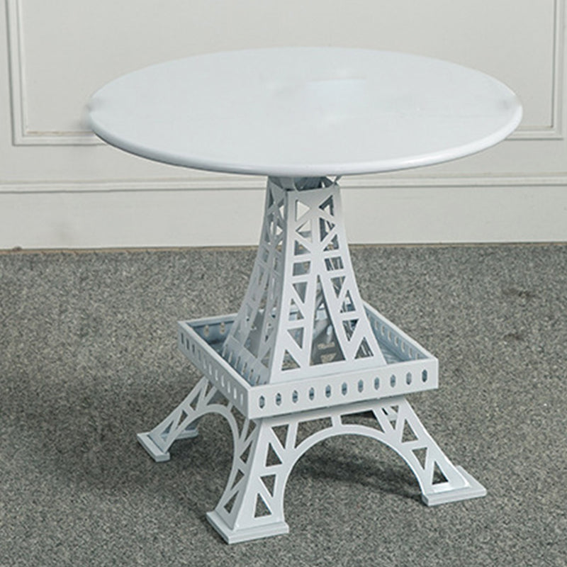Metal Statue Base Table Round Side End Table for Living Room