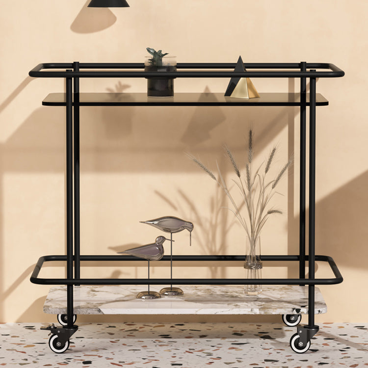 Rectangle Glass Top Side Table 23.22" Tall Metal Base End Table with Shelf
