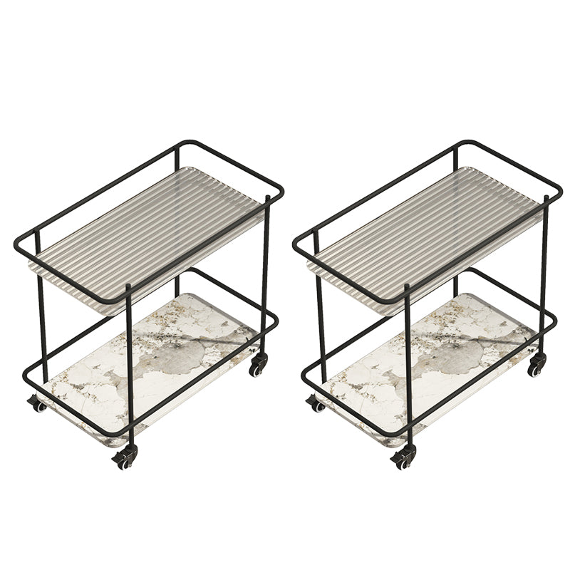 Rectangle Glass Top Side Table 23.22" Tall Metal Base End Table with Shelf