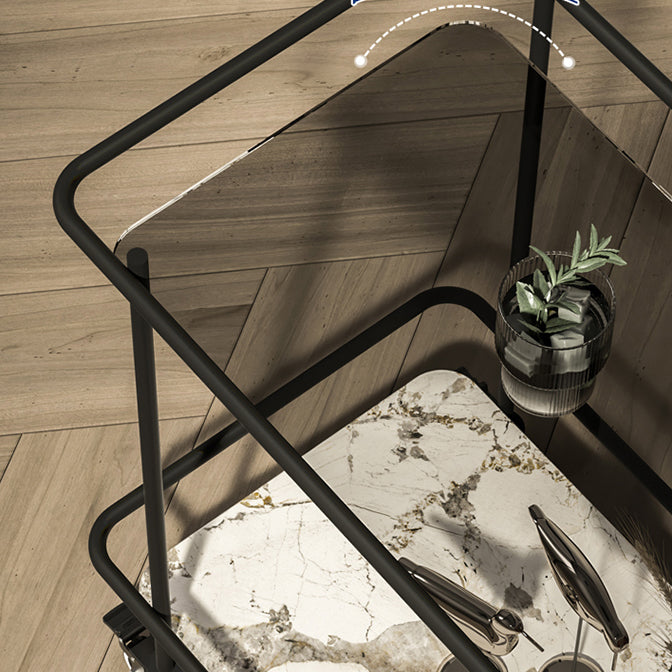 Rectangle Glass Top Side Table 23.22" Tall Metal Base End Table with Shelf