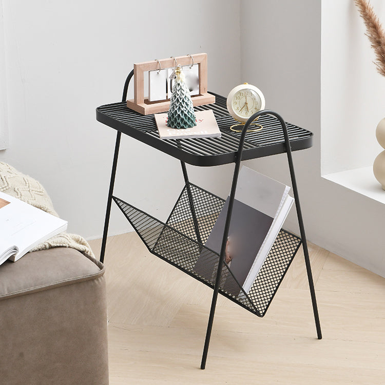 23.22" Tall Rectangle Top Side Table Iron Sled Base End Table