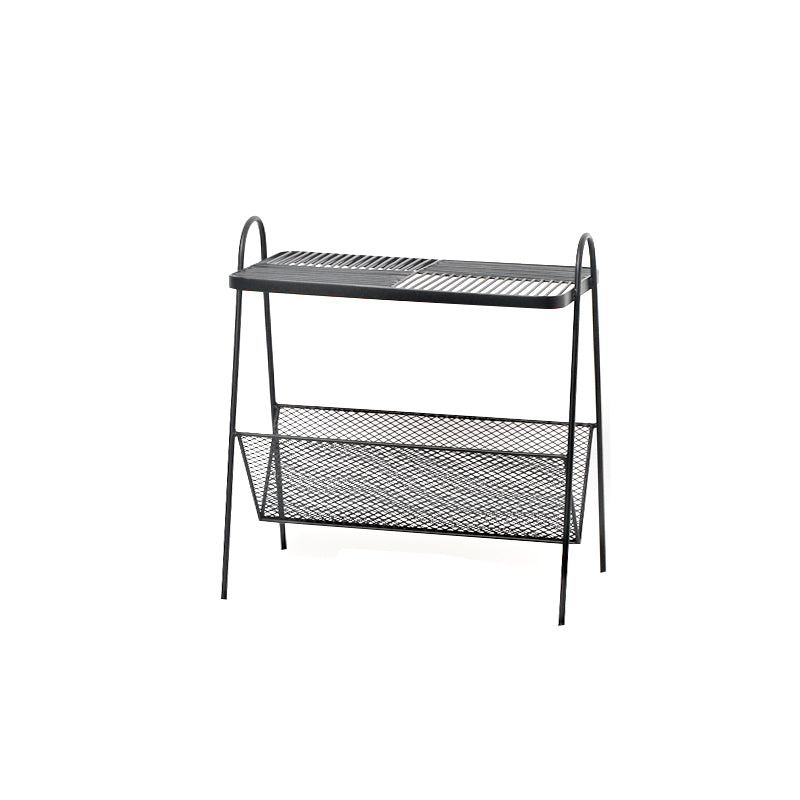 23.22" Tall Rectangle Top Side Table Iron Sled Base End Table