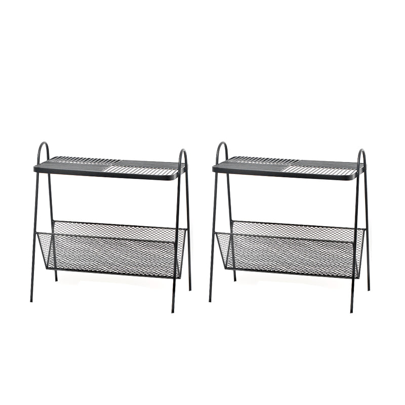 23.22" Tall Rectangle Top Side Table Iron Sled Base End Table