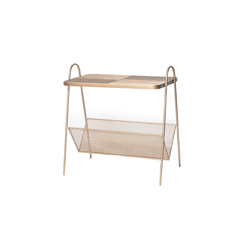 23.22" Tall Rectangle Top Side Table Iron Sled Base End Table