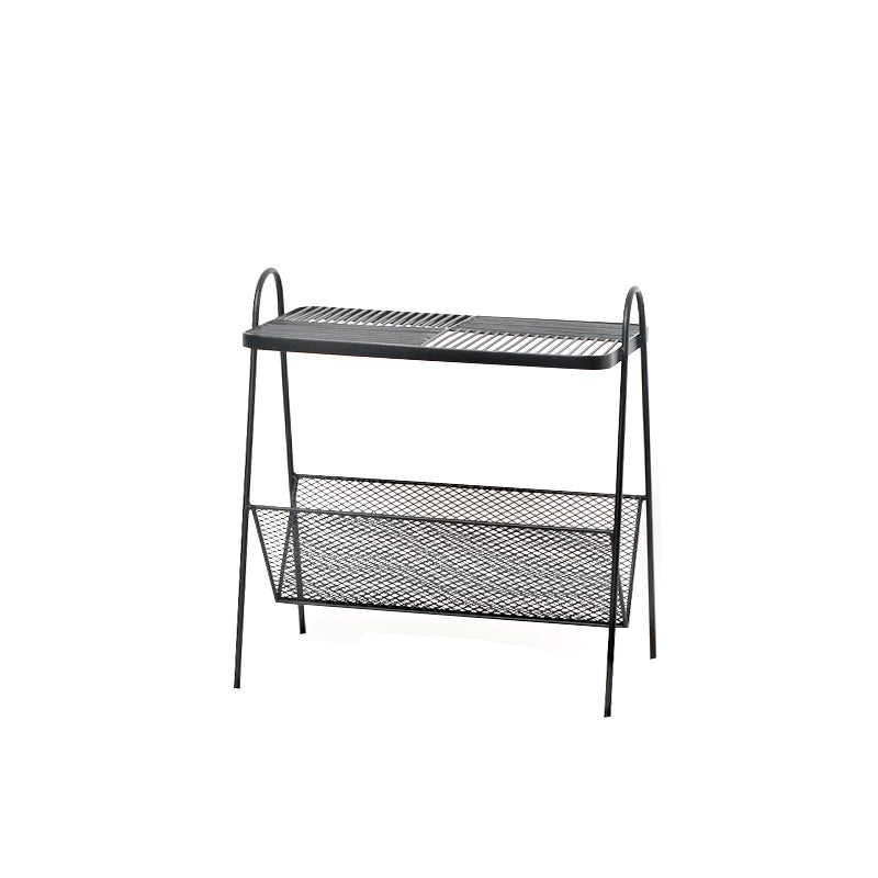 23.22" Tall Rectangle Top Side Table Iron Sled Base End Table