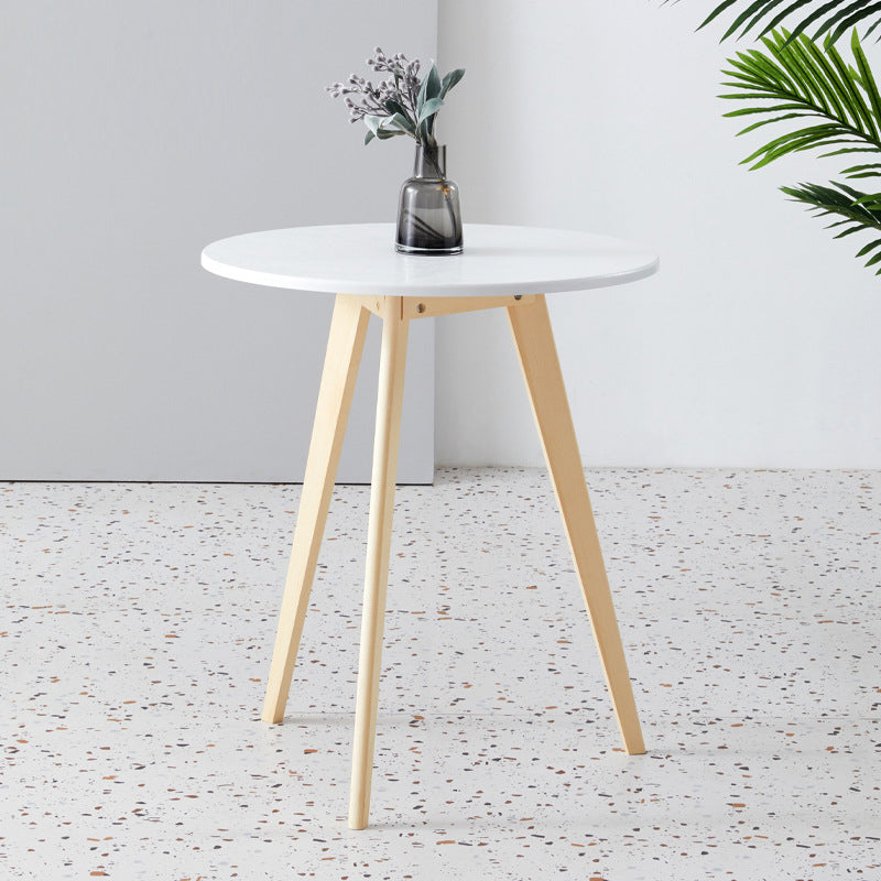 Contemporary Style Wooden Round Top Side Table 3 Legs End Table