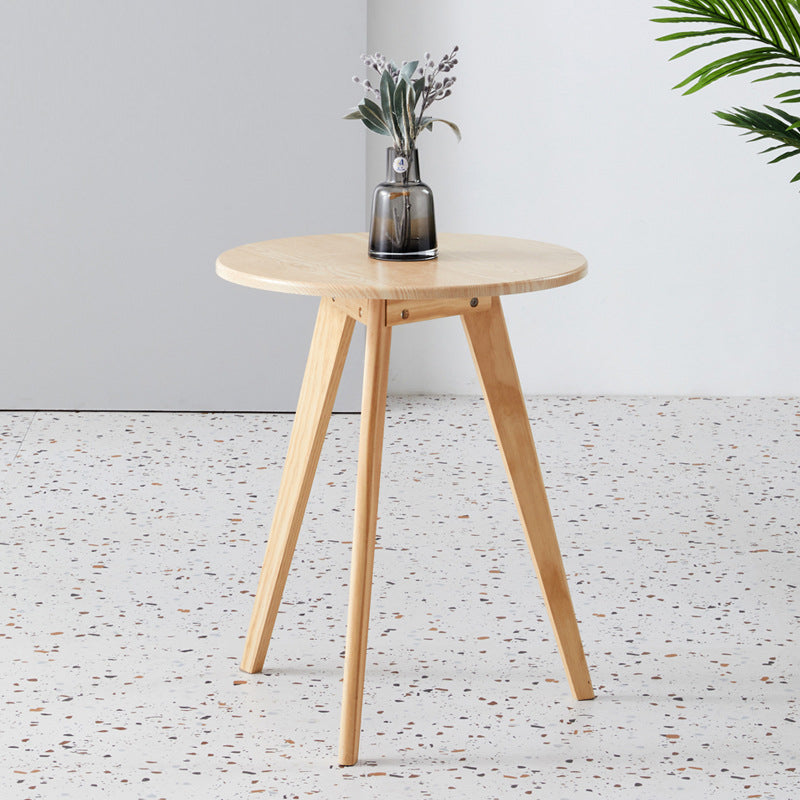 Contemporary Style Wooden Round Top Side Table 3 Legs End Table