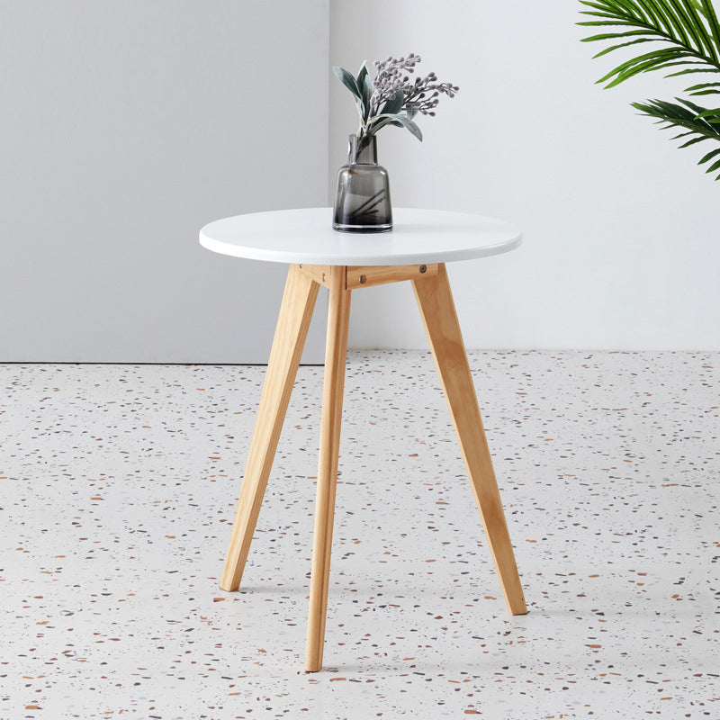 Contemporary Style Wooden Round Top Side Table 3 Legs End Table