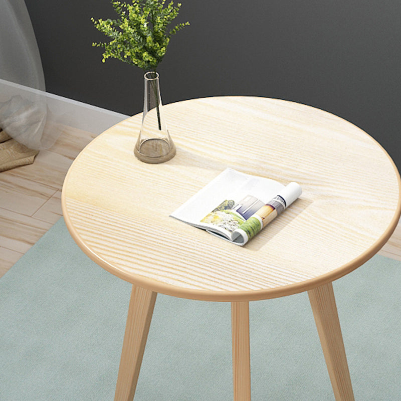Contemporary Style Wooden Round Top Side Table 3 Legs End Table