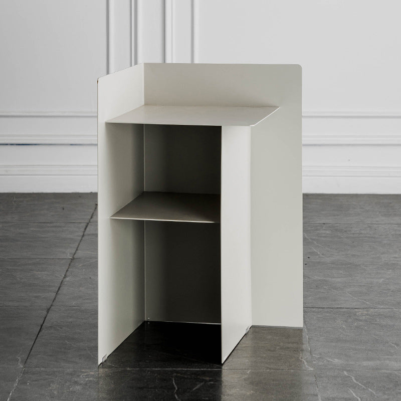 Metal Abstract End Table Mid-Century Side Table with Metal Shelf