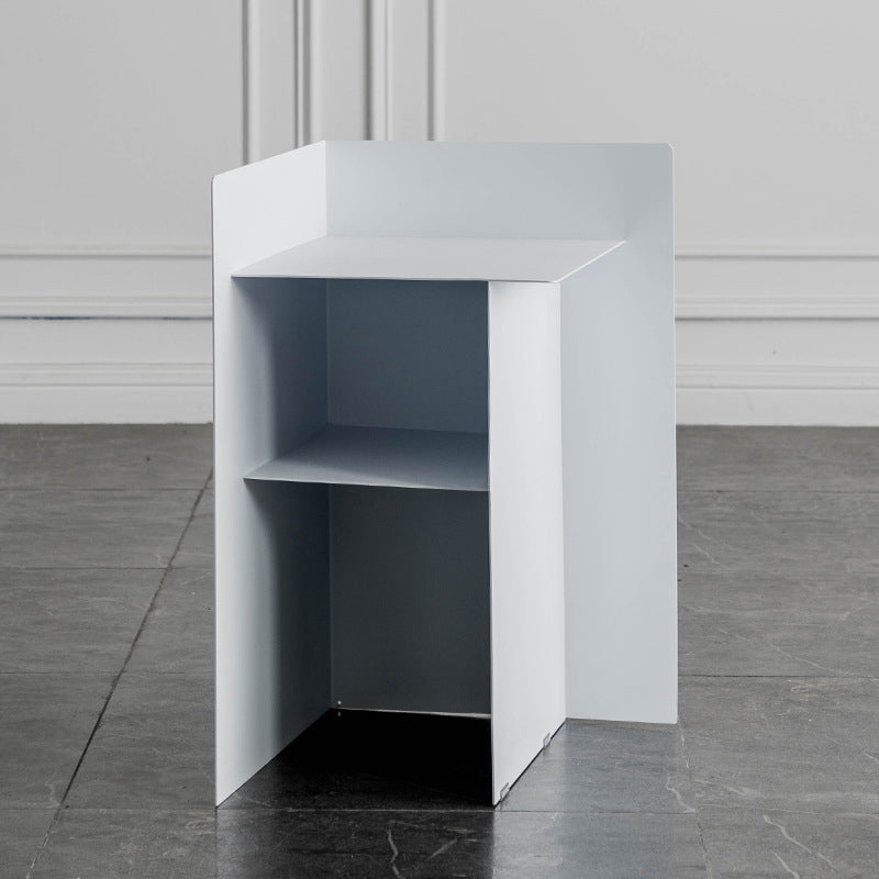 Metal Abstract End Table Mid-Century Side Table with Metal Shelf