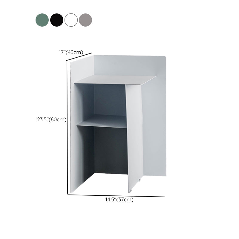 Metal Abstract End Table Mid-Century Side Table with Metal Shelf