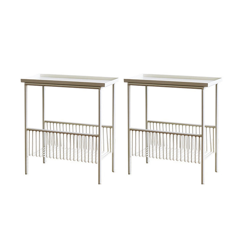 Rectangular Tray Top Side Table Iron 4 Legs End Table with Storage