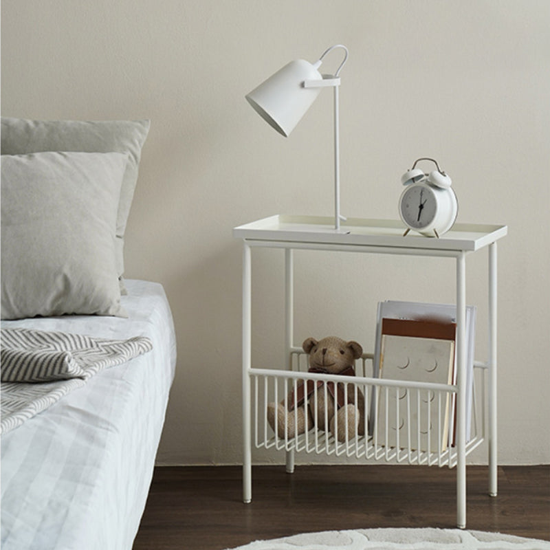 Rectangular Tray Top Side Table Iron 4 Legs End Table with Storage