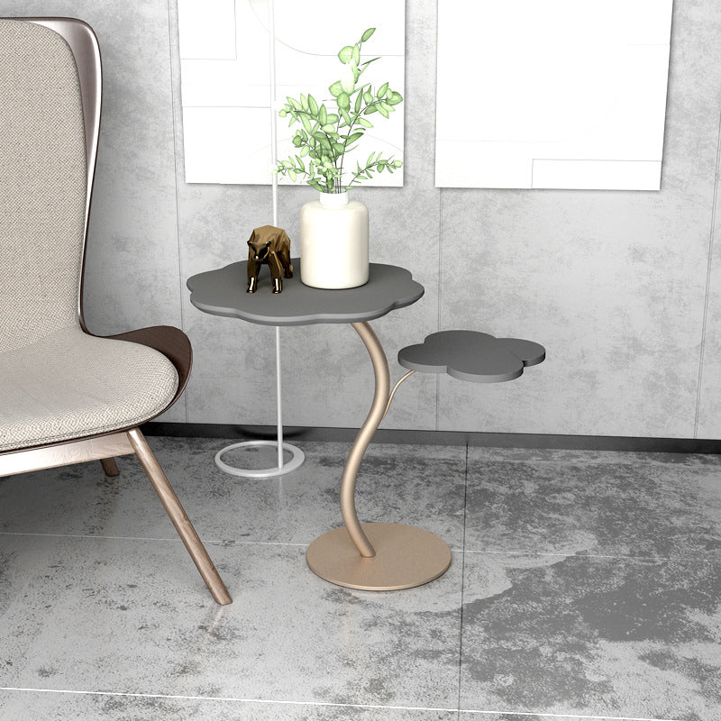 Modernistic Living Room Double Tier Round with Storage Pedestal Side Table
