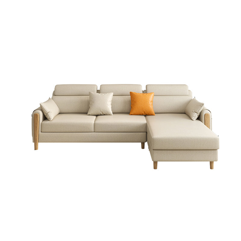 Scandinavian Sectional Sofa Leather Beige Sectionals with Pillows