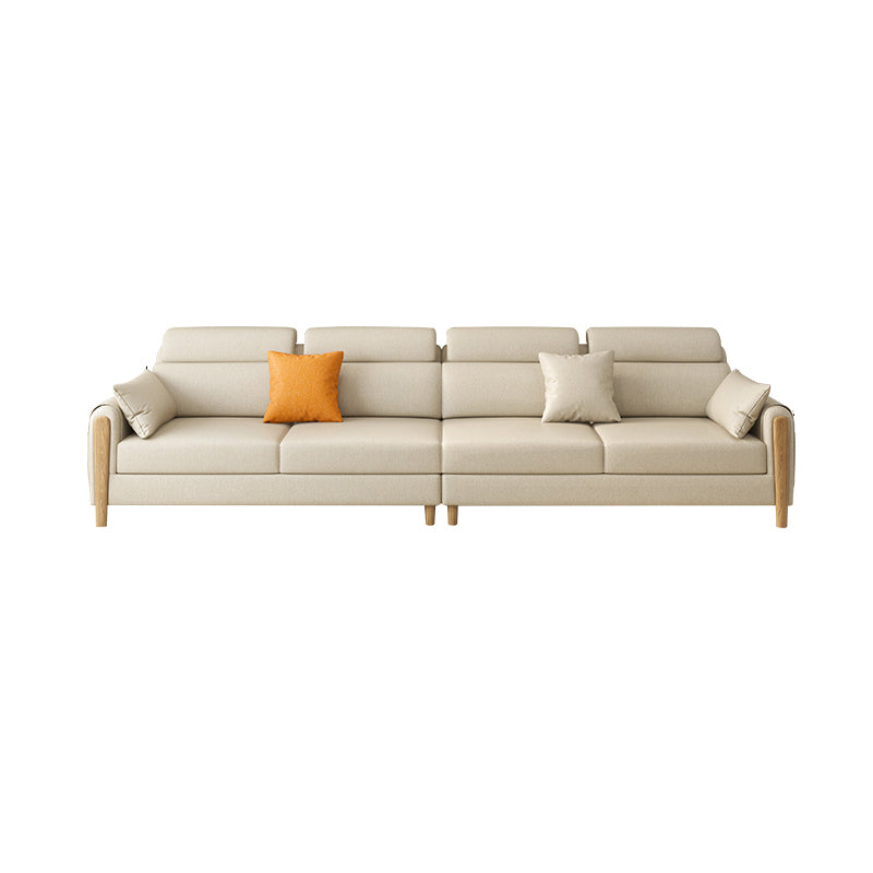 Scandinavian Sectional Sofa Leather Beige Sectionals with Pillows