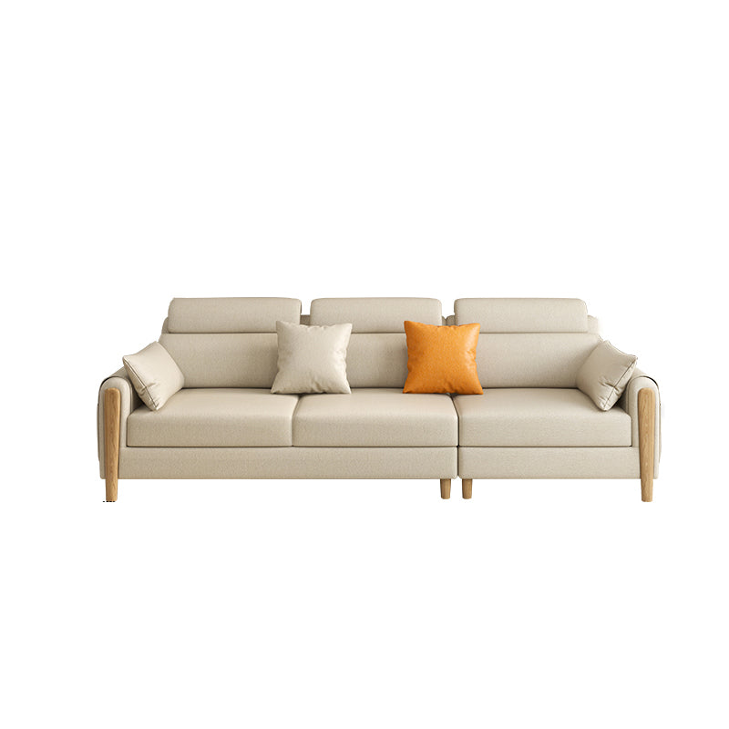 Scandinavian Sectional Sofa Leather Beige Sectionals with Pillows