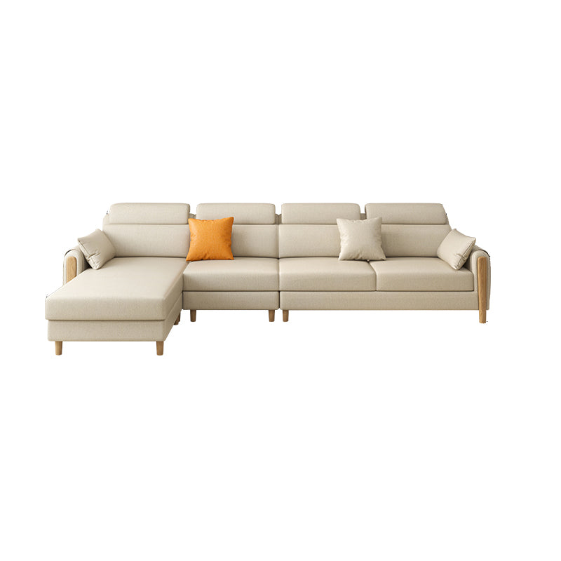 Scandinavian Sectional Sofa Leather Beige Sectionals with Pillows