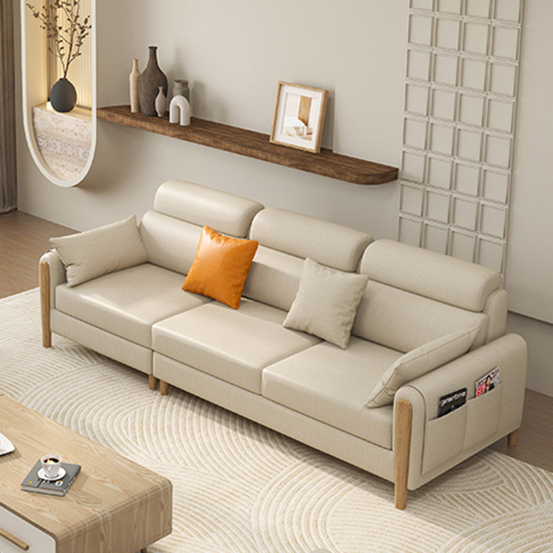 Scandinavian Sectional Sofa Leather Beige Sectionals with Pillows