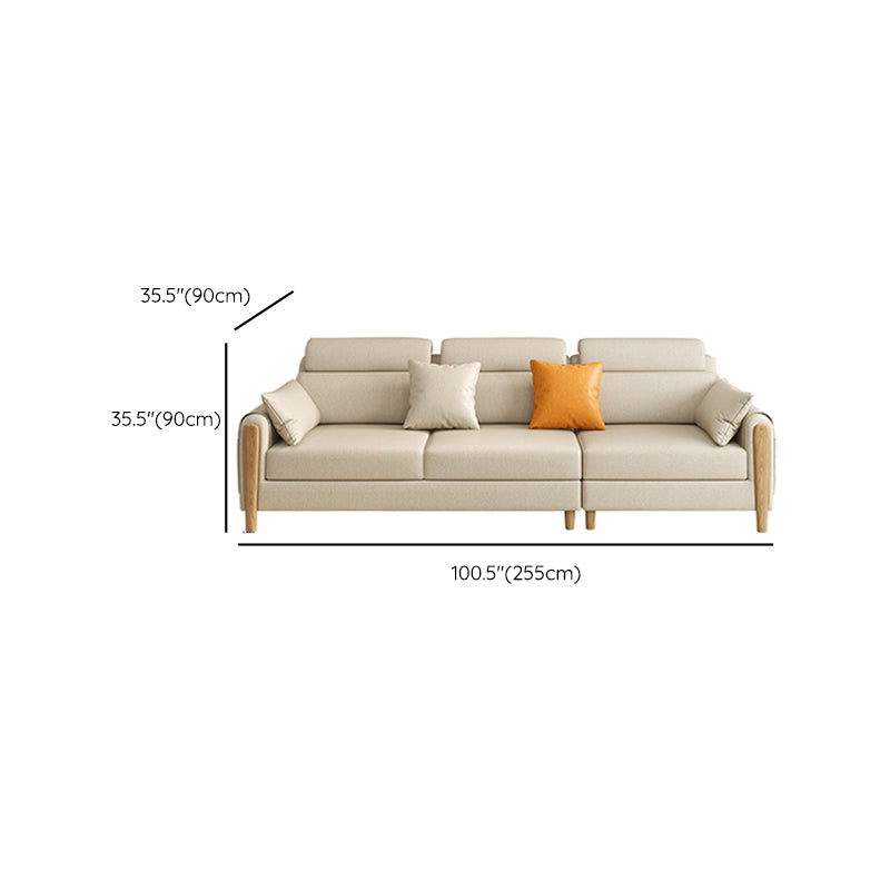 Scandinavian Sectional Sofa Leather Beige Sectionals with Pillows