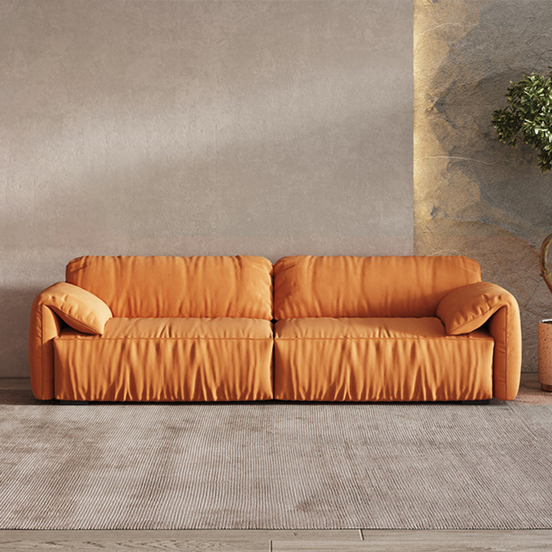 Contemporary Living Room Seating Pillow Top Arm Cushions Orange Sofa