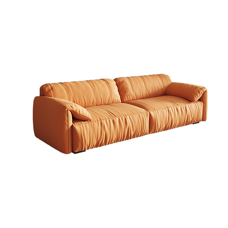 Contemporary Living Room Seating Pillow Top Arm Cushions Orange Sofa
