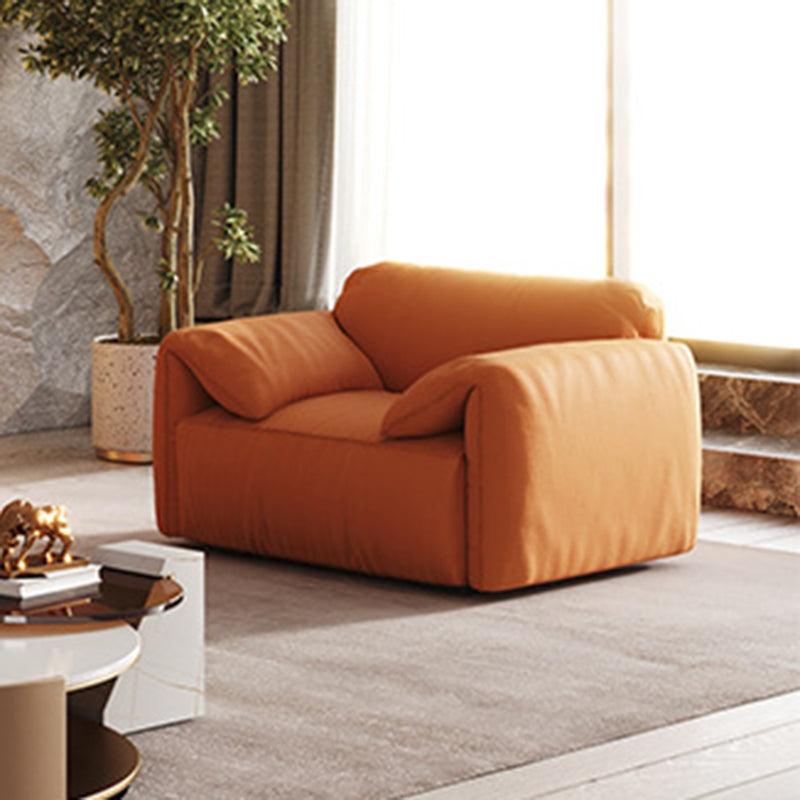 Contemporary Living Room Seating Pillow Top Arm Cushions Orange Sofa