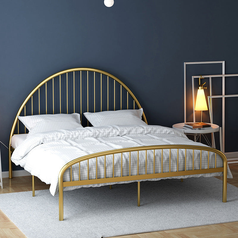 Metal Solid Color Open-Frame Bed Glam Slat Bed With Custom Gold Legs