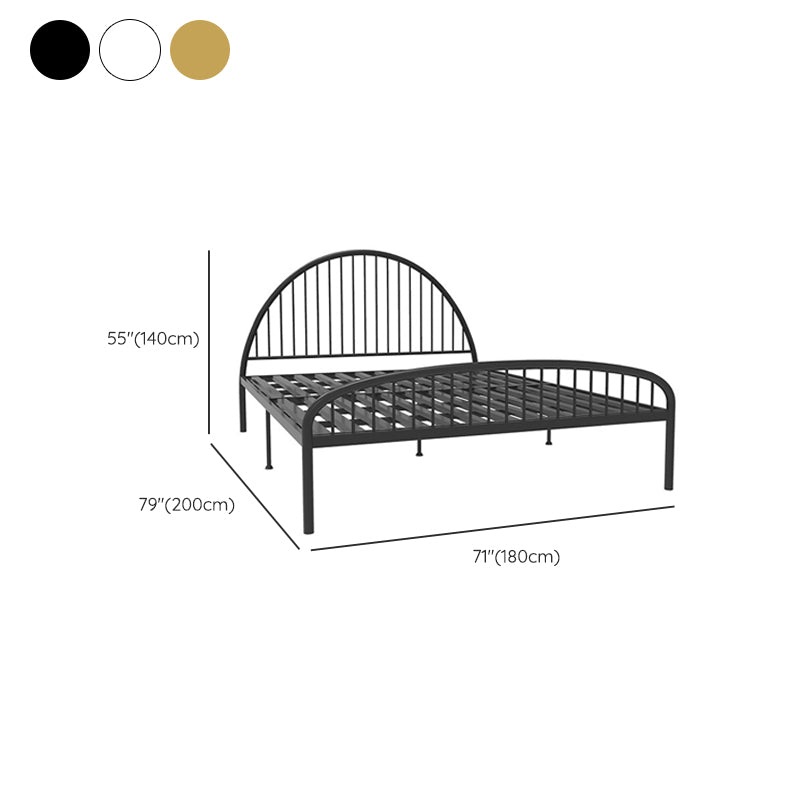 Metal Solid Color Open-Frame Bed Glam Slat Bed With Custom Gold Legs