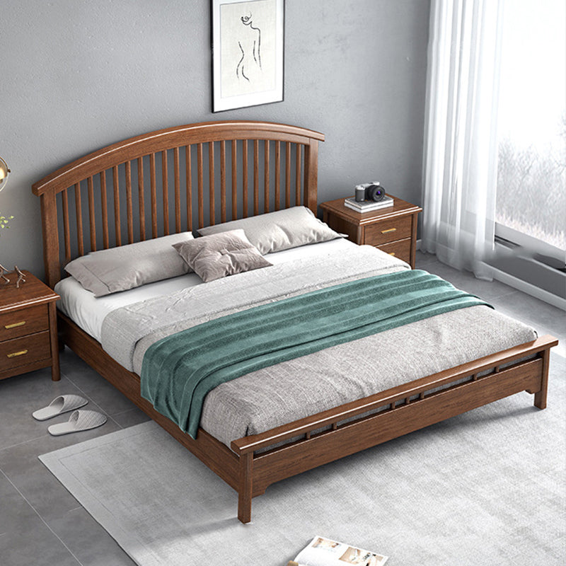 Traditional Open-Frame Bed Solid Wood Solid Color Slat Bed with Headboard