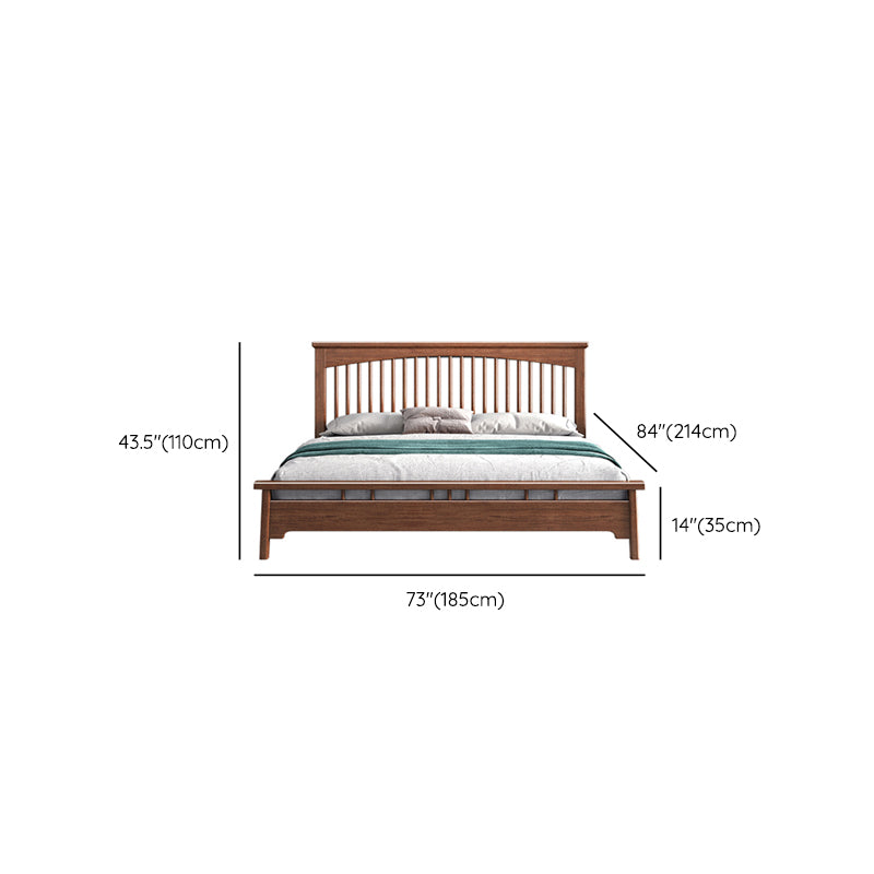 Traditional Open-Frame Bed Solid Wood Solid Color Slat Bed with Headboard