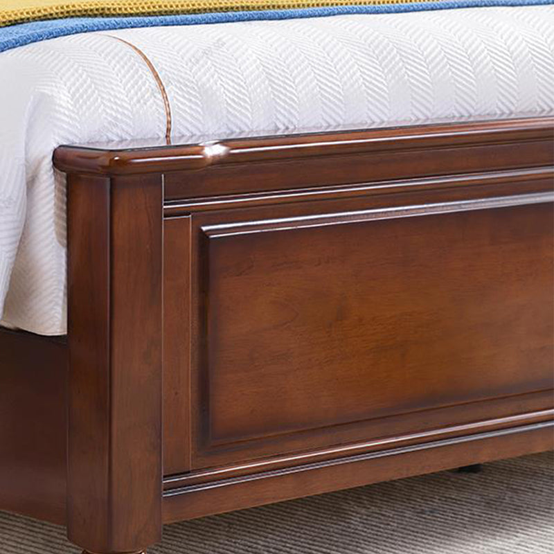 Victorian Tufted Standard Bed Rubberwood Panel Bed with Upholstered Headboard