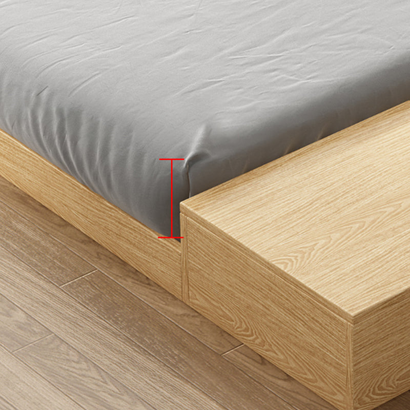 Wood Platform Bed Frame Natural Platform Bed with Rectangular Headboard
