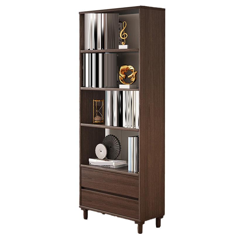Modern Wooden Bookcase Standard Open Back Bookshelf with Drawers