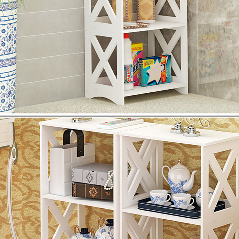 Engineered Wood Bookshelf Modern Open Back White Bookcase , 9.4" W