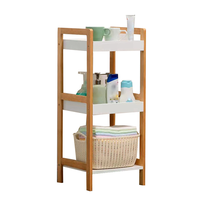 Contemporary Open Shelf Bookcase Bamboo Bookshelf with Shelves for Living Room