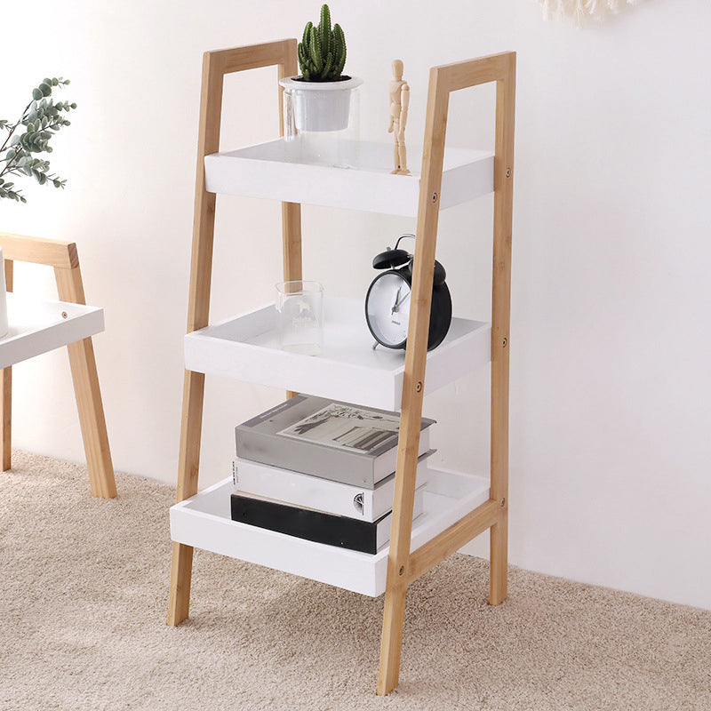 Contemporary Open Shelf Bookcase Bamboo Bookshelf with Shelves for Living Room