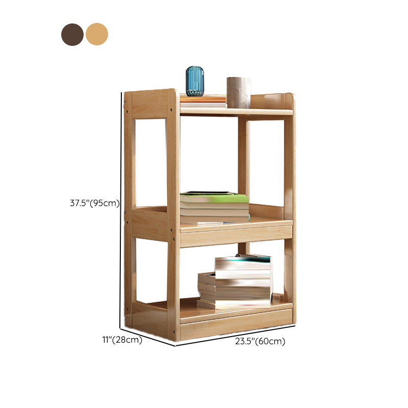 Contemporary Open Shelf Bookcase Rubberwood Bookshelf for Living Room