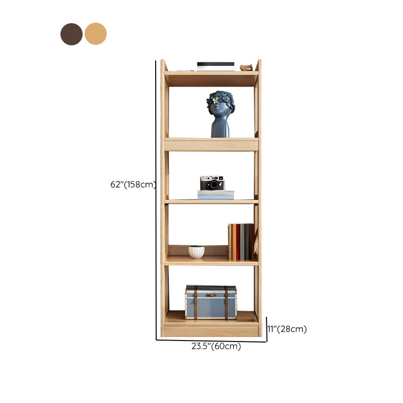 Contemporary Open Shelf Bookcase Rubberwood Bookshelf for Living Room