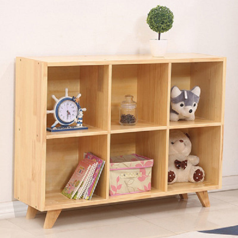 Contemporary Horizontal Shelf Bookcase Pine Bookshelf for Living Room